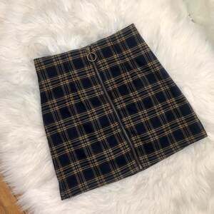 Vintage Plaid O-Ring Zip Mini Skirt - 90s Y2K Clueless Aesthetic